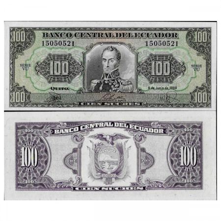 1988 * Banconota Ecuador 100 Sucres "Simón Bolívar" (p123Aa) FDS