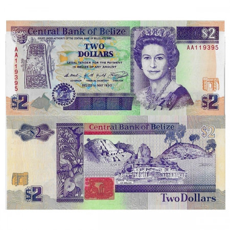 1990 * Banconota Belize 2 Dollars "Elisabetta II" (p52a) FDS