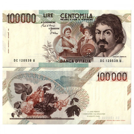 1986 C * Banconota Italia Repubblica 100.000 Lire "Caravaggio - Tipo 1" BI.927 (p110a) qFDS