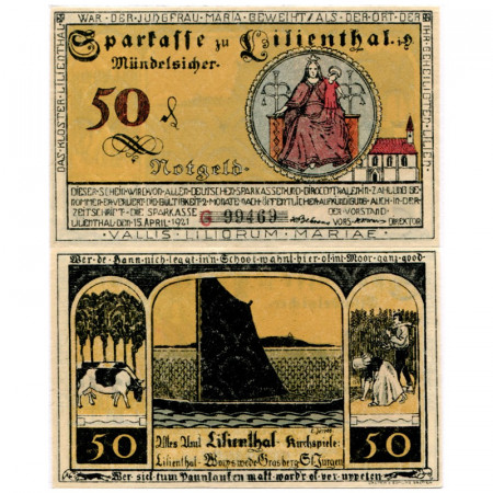 1921 * Notgeld Germania 50 Pfennig "Bassa Sassonia - Lilienthal" (802.11)
