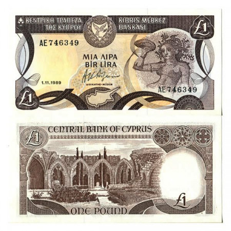1989 * Banconota Cipro 1 Pound (Lira) "Nymph Acme" (p53b) FDS