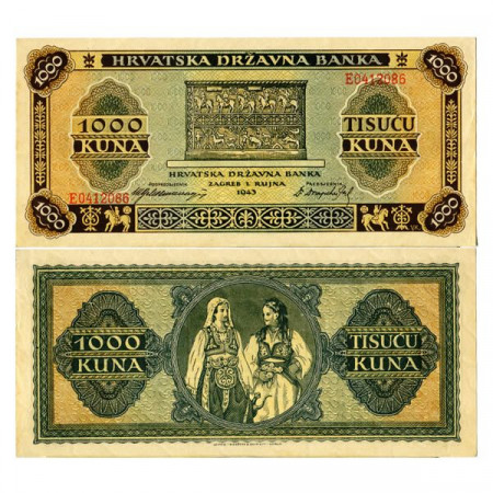 1943 * Banconota Croazia 1000 Kuna "Stato Indipendente" (p12) qFDS