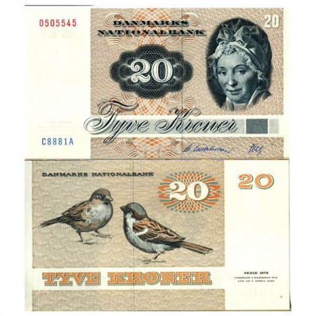 1988 * Banconota Danimarca 20 Kroner "Mrs Ryberg" (p49h) FDS