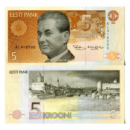 1991 (1992) * Banconota Estonia 5 Krooni "Paul Keres" (p71a) FDS