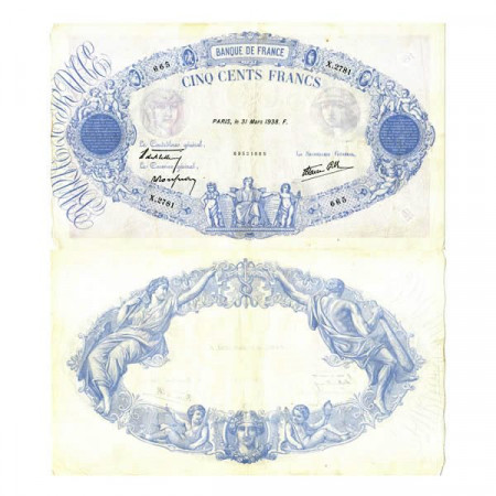 1938 * Banconota Francia 500 Francs "Mercury" (p88c) BB/SPL