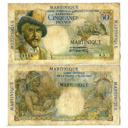 ND (1947-49) * Banconota Martinica 50 Francs "Belain d'Esnambuc" (p30) MB+