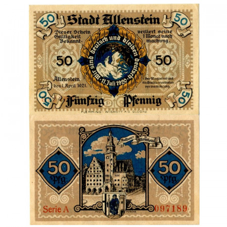 1921 * Notgeld Germania 50 Pfennig "Olsztyn (Polonia) – Allenstein" (13.1)