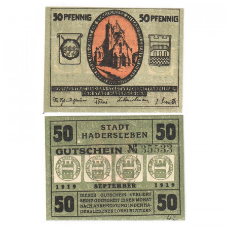 1919 * Notgeld Germania 50 Pfennig "Schleswig del Nord (Danimarca) – Hadersleben" (H1.4)