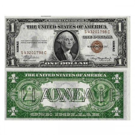 1935 A (1942) * Banconota Stati Uniti 1 Dollaro "Silver Certificat, Brown Seal - HAWAII" (p36a) qFDS