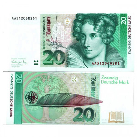 1991 * Banconota Germania Repubblica Federale 20 Deutsche Mark "A von Droste-Hülshoff" (p39a) FDS