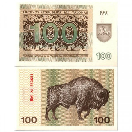 1991 * Banconota Lituania 100 Talonas "Bison" (p38b) FDS