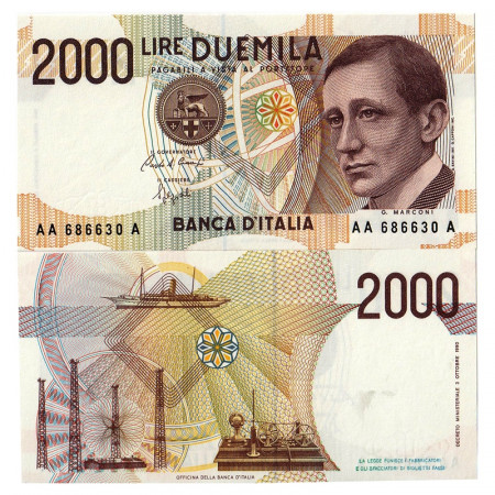 1990 A * Banconota Italia Repubblica 2000 Lire "Marconi - AAA" BI.743 (p115) FDS