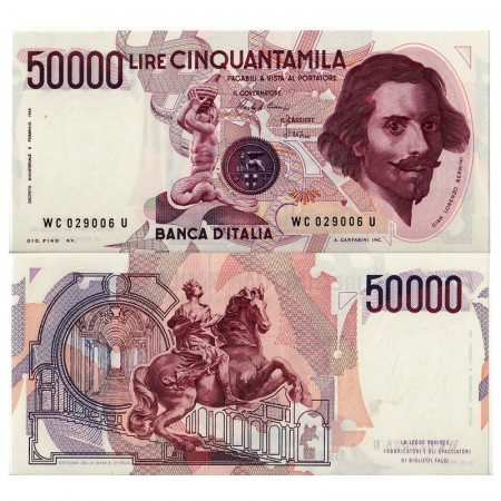 1986 C * Banconota Italia Repubblica 50.000 Lire "Bernini - Tipo 1" BI.903 (p113a) FDS