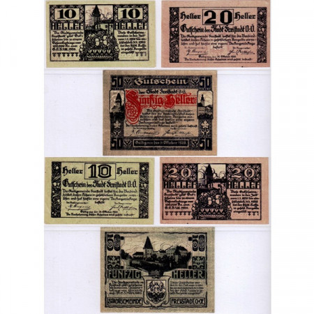 1920 * Set 3 Notgeld Austria 10 . 20 . 50 Heller "Alta Austria – Freistadt" (FS 212a)