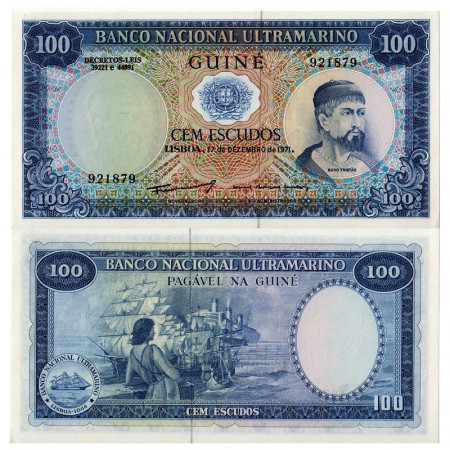 1971 * Banconota Guinea Portoghese 100 Escudos "Nuno Tristão" (p45a) qFDS