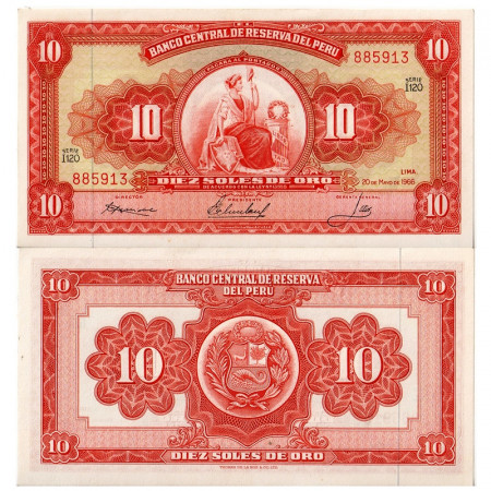1966 * Banconota Perù 10 Soles de Oro "Liberty" (p84a) FDS