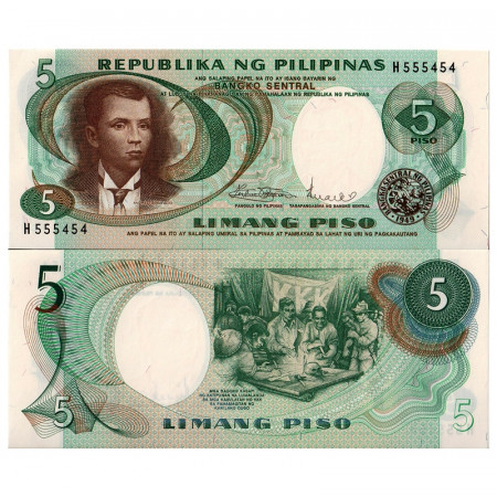 ND (1969) * Banconota Filippine 5 Piso "Andres Bonifacio" (p143b) FDS