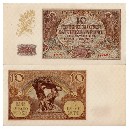 1940 * Banconota Polonia 10 Zlotych "Occupazione Tedesca" (p94) qFDS