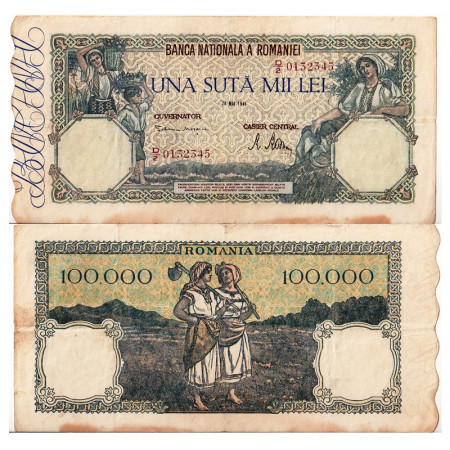 1946 * Banconota Romania 100.000 Lei "Regno di Romania" (p58a) BB+