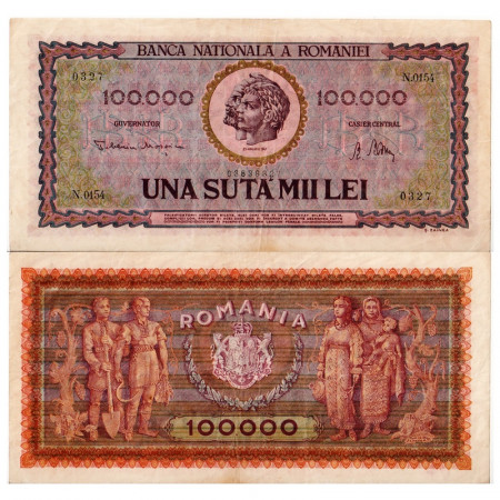 1947 * Banconota Romania 100.000 Lei "Regno di Romania" (p59a) BB+