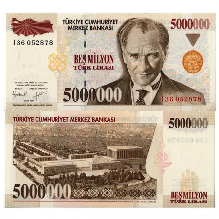 L.1970 (1997) * Banconota Turchia 5 Milioni - 5.000.000 Lira "Kemal Atatürk" (p210) FDS