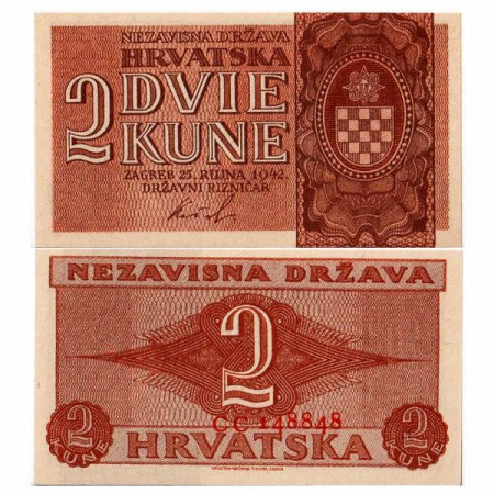 1942 * Banconota Croazia 2 Kune "Stato Indipendente" (p8) FDS