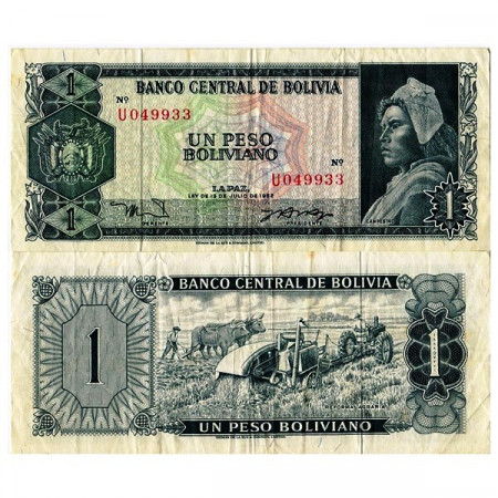 L. 1962 * Banconota Bolivia 1 Peso Boliviano "Campesino" (p158a) BB