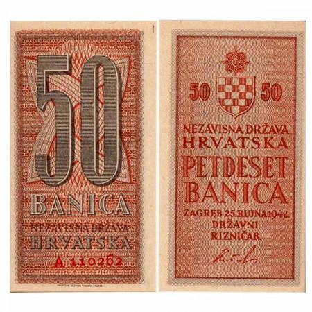1942 * Banconota Croazia 50 Banica "Stato Indipendente" (p6) FDS