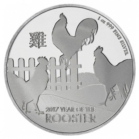 2017 * 2 Dollars Argento 1 OZ Niue Nuova Zelanda "Anno del Gallo" FDC