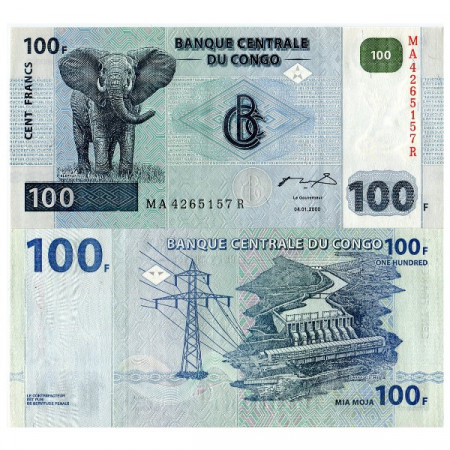 2000 * Banconota Congo Repubblica Democratica 100 Francs "Elephant" (p92A) FDS