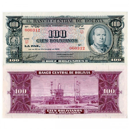 L. 1945 * Banconota Bolivia 100 Bolivianos "G Villaroel" (p147) FDS