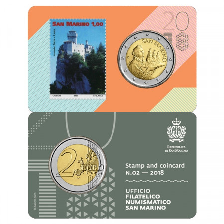 2018 * Coincard SAN MARINO 2 Euro "Stamp and Coin - 02" FDC