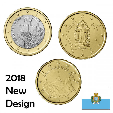 2018 * Serie 3 Monete Euro SAN MARINO "New Design" UNC