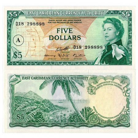 ND (1965) * Banconota East Caribbean States 5 Dollars "Antigua" (p14i) FDS