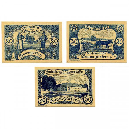 1921 * Set 3 Notgeld Austria 10 . 20 . 50 Heller "Burgenland – Baumgarten bei Perg " (M 78)