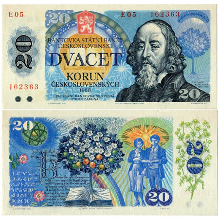 1988 * Banconota Cecoslovacchia 20 Korun "Jan Amos Komensky" (p95a) FDS