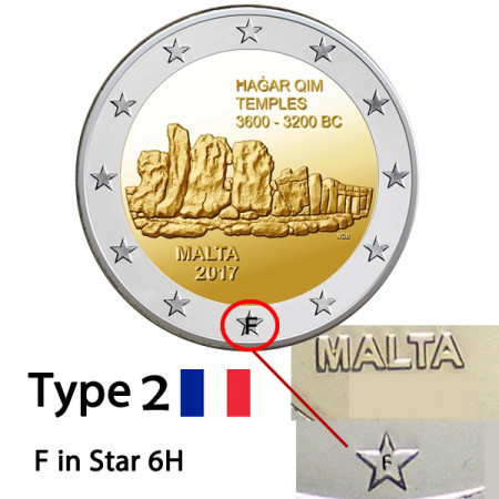 2017 * 2 Euro MALTA "Sito Archeologico di Hagar Qim - Variante 2" FDC