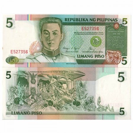 ND (1985-94) * Banconota Filippine 5 Piso "Emilio Aguinaldo" (p168d) FDS