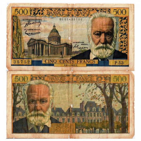 1955 * Banconota Francia 500 Franchi "Victor Hugo" (p133a) B
