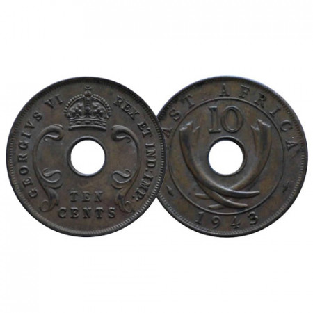 1943 SA * 10 Cents Africa Orientale Britannica - British East Africa "Giorgio VI" (KM 26.2) BB+