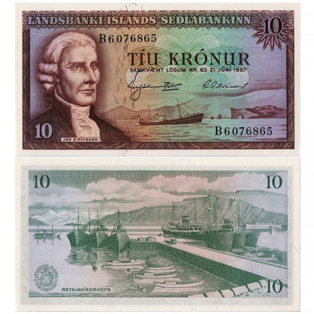 L.1957 * Banconota Islanda 10 Kronur "J Eiriksson" (p38b) FDS