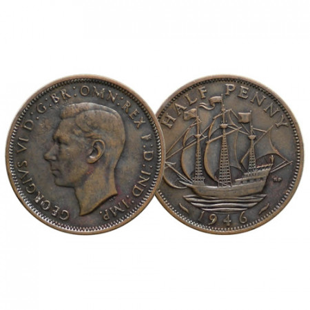 1946 * Half 1/2 Penny Gran Bretagna "Giorgio VI - Golden Hind" (KM 844) BB+