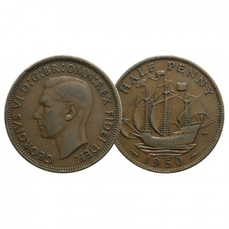 1950 * Half 1/2 Penny Gran Bretagna "Giorgio VI - Golden Hind" (KM 868) BB