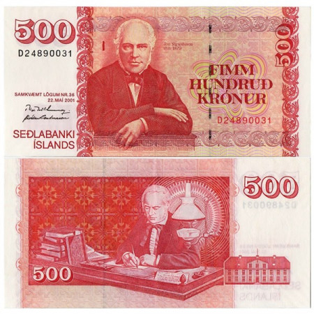 2001 * Banconota Islanda 500 Kronur "J Sigurdsson" (p58b) FDS