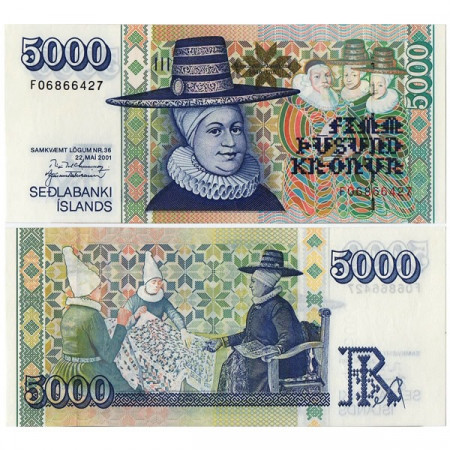 2001 * Banconota Islanda 5000 Kronur "R Jonsdottir" (p60) FDS