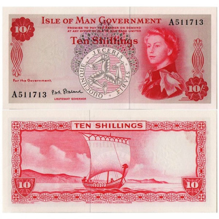 ND (1967) * Banconota Isola di Man 10 Shillings "Elizabeth II" (p24b) qFDS