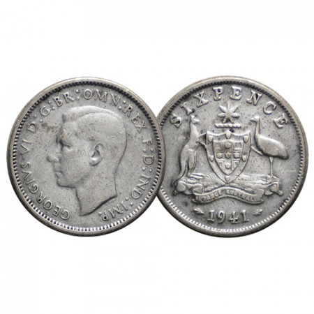 1941 (m) * Sixpence (6 Pence) Argento Australia "Giorgio VI - Stemma" (KM 38) BB