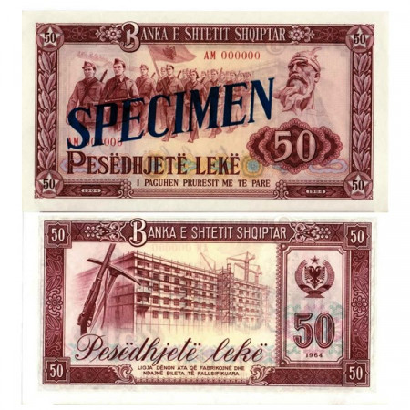 1964 * Banconota Albania 50 Leke “Soldiers - Skanderbeg - Specimen” (p38s) FDS