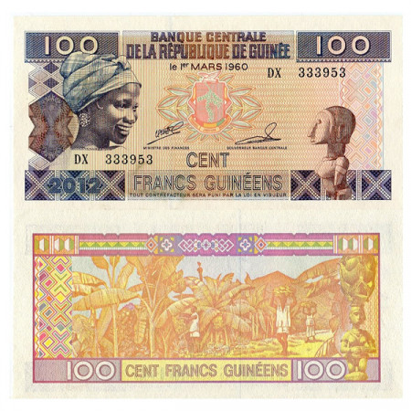 2012 * Banconota Guinea 100 Francs "Banana Harvest" (p35b) FDS