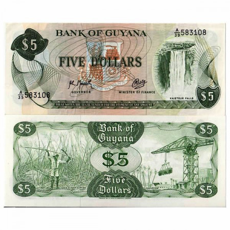 ND (1966-92) * Banconota Guyana 5 Dollars "Kaieteur Falls" (p22f) BB+